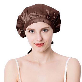 Women's Satin Sleep Bonnet Adjustable Tie Back Hair Protection Cap for All Hair Types