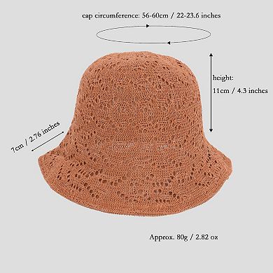 Women's Crocheted Bucket Hat Foldable Breathable Sun Protection