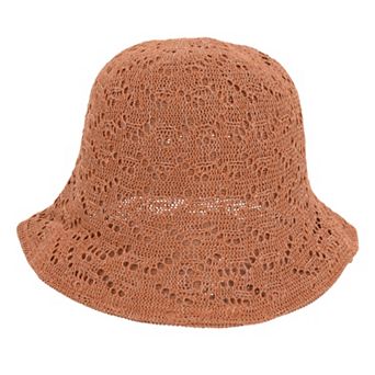 Women's Crocheted Bucket Hat Foldable Breathable Sun Protection
