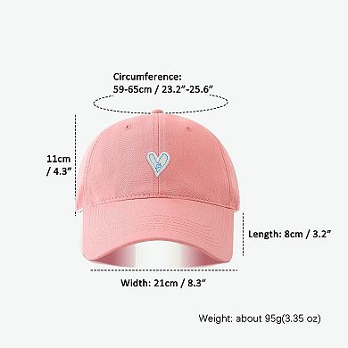 Women's Heart Embroidered Cap Low Bun Soft Cotton Trucker Hat