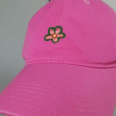Women's Flower Embroidered Baseball Cap Low Bun Soft Cotton Trucker Hat