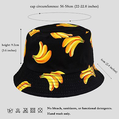 Women's Reversible Bucket Hat Stylish Fruit Printing Sun Protection
