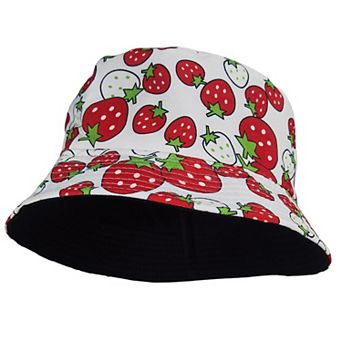 Women's Reversible Bucket Hat Stylish Fruit Printing Sun Protection