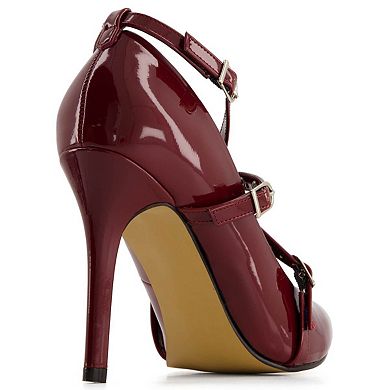 Andrea Fashion Triple Strap Stiletto Pumps 84973