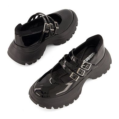 Andrea Womens Combat Mary Janes 87254