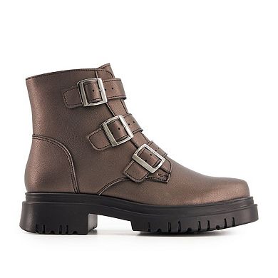 Andrea Triple Buckle Combat Boots 76737