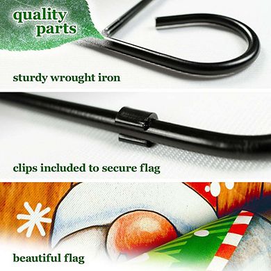 G128 Garden Flag Stand & Garden Flag 12x18 IN Christmas Welcome Gnome Double Sided