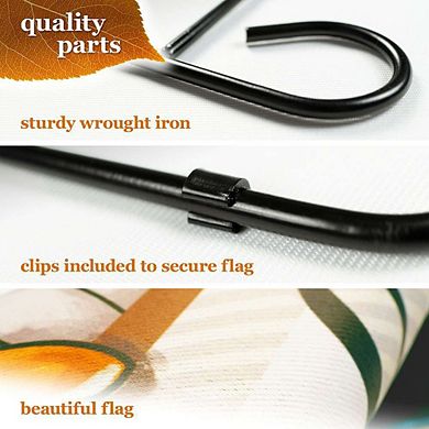 G128 Garden Flag Stand & Garden Flag 12x18 IN Autumn Welcome Gnome Double Sided