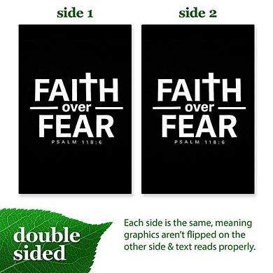 G128 Garden Flag 12x18 Inches Faith Over Fear Scripture Printed Blockout Polyester