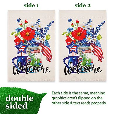 G128 Garden Flag 12x18 Inches Welcome Patriotic Mason Jar Printed Blockout Polyester