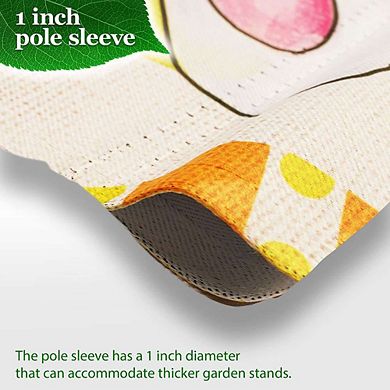 G128 Garden Flag Stand & Garden Flag 12x18 IN Happy Easter Gnome Greetings Double Sided