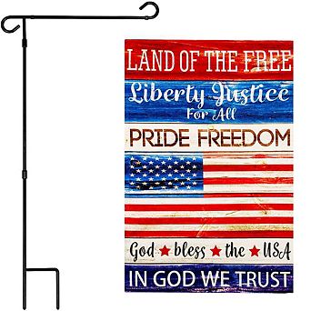 G128 Garden Flag Stand & Garden Flag 12x18 in Land of the Free Liberty Double Sided