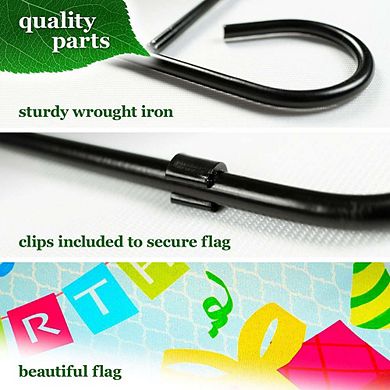G128 Garden Flag Stand & Garden Flag 12x18 IN Happy Birthday Presents Double Sided