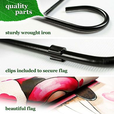 G128 Garden Flag Stand & Garden Flag 12x18 IN Happy Valentine's Day Love Gnome Double Sided