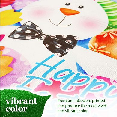 G128 Garden Flag 12x18 Inches Happy Easter Bunny Tulips Printed Blockout Polyester