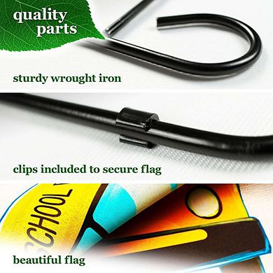 G128 Garden Flag Stand & Garden Flag 12x18 IN Back to School Bus Double Sided