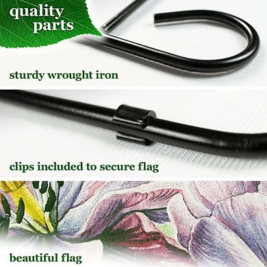 G128 Garden Flag Stand & Garden Flag 12x18 IN Hello Spring Hummingbird Double Sided