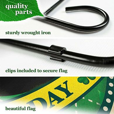G128 Garden Flag Stand & Garden Flag 12x18 IN Happy St. Patrick's Day Pot Gold Double Sided