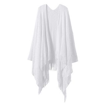 Woman Within Open Weave Shawl