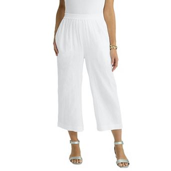 Jessica London Women's Plus Size Gauze Wide Leg Crop Pant