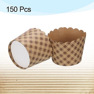 150Pcs Paper Baking Cups, Kraft Paper Muffins Liners Cupcake Greaseproof Disposable Bulk Wrappers