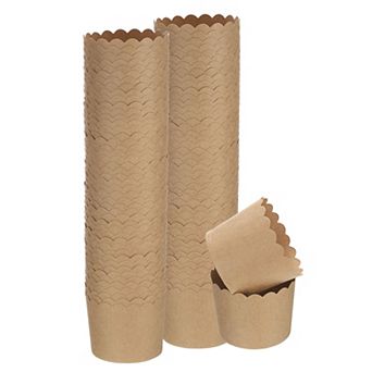 100 pc Paper Baking Cups, Kraft Paper Muffins Liners Cupcake Greaseproof Disposable Bulk Wrappers