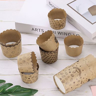 100Pcs Paper Baking Cups, Kraft Paper Muffins Liners Cupcake Greaseproof Disposable Bulk Wrappers