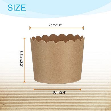 100Pcs Paper Baking Cups, Kraft Paper Muffins Liners Cupcake Greaseproof Disposable Bulk Wrappers