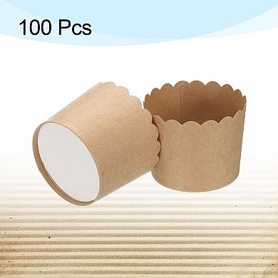 100Pcs Paper Baking Cups, Kraft Paper Muffins Liners Cupcake Greaseproof Disposable Bulk Wrappers