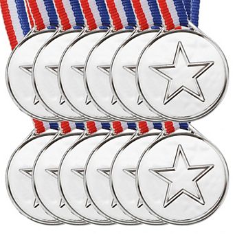 1.5" Mini Award Medals, 12 Pack Plastic Winner Medals with Ribbon for Sports Competitions Favors