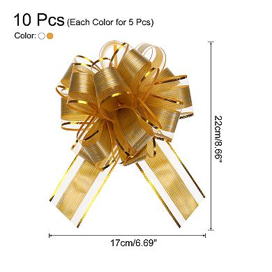10pcs 7 Inch Large Pull Bow Gift Wrapping Bows Ribbon Organza Bows for Party