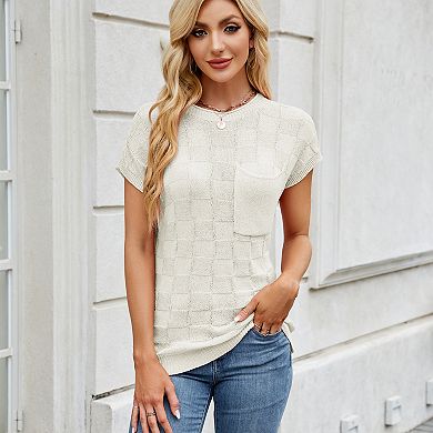 Womens Cap Sleeve Sweater Tops Sleeveless Knit Crew Neck Tank Top Lightweight Pullover T Shirts