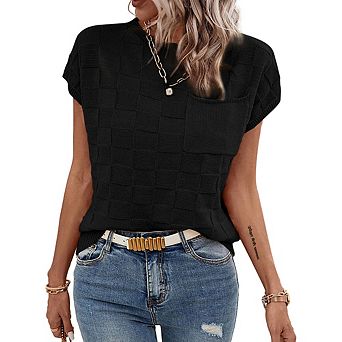 Womens Cap Sleeve Sweater Tops Sleeveless Knit Crew Neck Tank Top Lightweight Pullover T Shirts