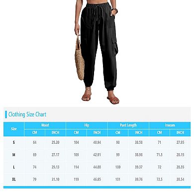 Women's Casual Pants Drawstring Elastic Waist Pants with Pockets Fashion Trousers