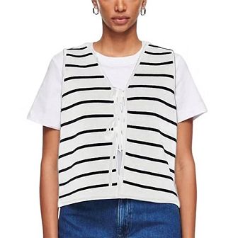 Women's Tie Knit Vest Crochet Sleeveless Open Front Cardigan Sweater Vest Top