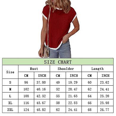 Women's Casual Loose Fit T-Shirt Ribbed Short Sleeve Top with Front Pocket