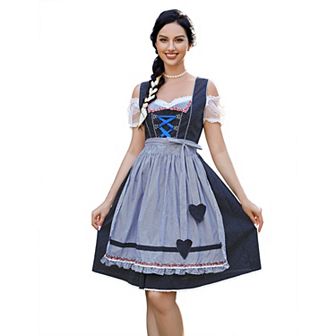 Women's Oktoberfest Dress 3 pc German Dirndl Dress Costumes for Bavarian Carnival Halloween