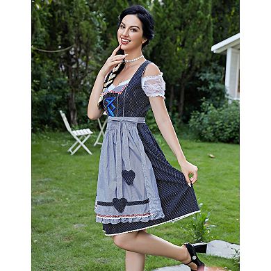 Women's Oktoberfest Dress 3 Pieces German Dirndl Dress Costumes for Bavarian Carnival Halloween