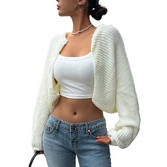 Women's Long Sleeve Bolero Shrug Open Front Knit Cropped Cardigan Sweater Shrugs