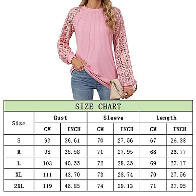 Women's Long Sleeve Tops Dressy Business Casual Blouses Lace Work Shirts Fall Clothes