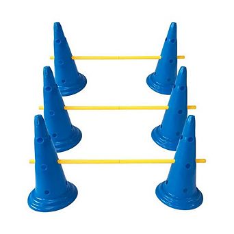 Midlee Dog Cone & Pole Agility Set- Adjustable Big To Small Dogs- Set Of 3