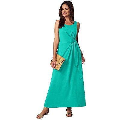 Jessica London Women's Plus Size Stretch Cotton Side Tie Maxi Dress