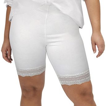 ellos Plus Size Lace Hem Bike Shorts