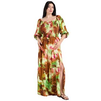 June + Vie Women's Plus Size Off-The-Shoulder Smocked Cropped Top