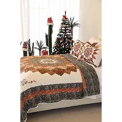Marcielo 3 Pcs Printed Floral Lightweight Quilt Bedspread Set Queen