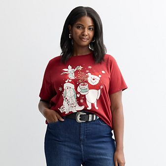 Juniors' Plus Size Disney Winnie the Pooh Graphic Short Sleeve Tee