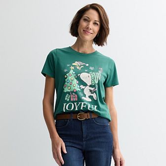 Juniors' Peanuts Snoopy Graphic Short Sleeve Tee