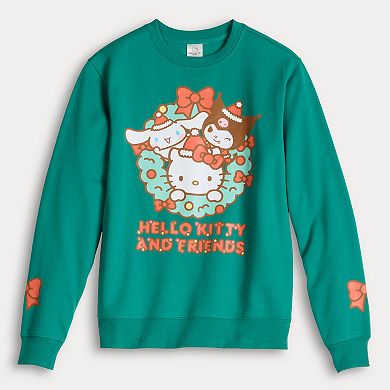 Juniors' Hello Kitty & Friends Long Sleeve Holiday Fleece Pullover
