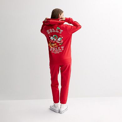 Juniors' Disney Mickey Mouse Long Sleeve Holiday Zip Up Hoodie
