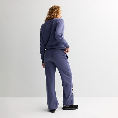Juniors' Wide Leg Fleece Snoopy Sweatpants